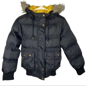 Polar Ice Girls Winter Feather Jacket Size 7 Black /Yellow Kids Jacket